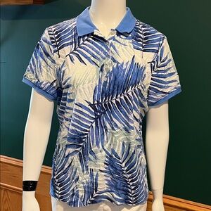Tommy Bahama Blue Leaf Print Golf Shirt